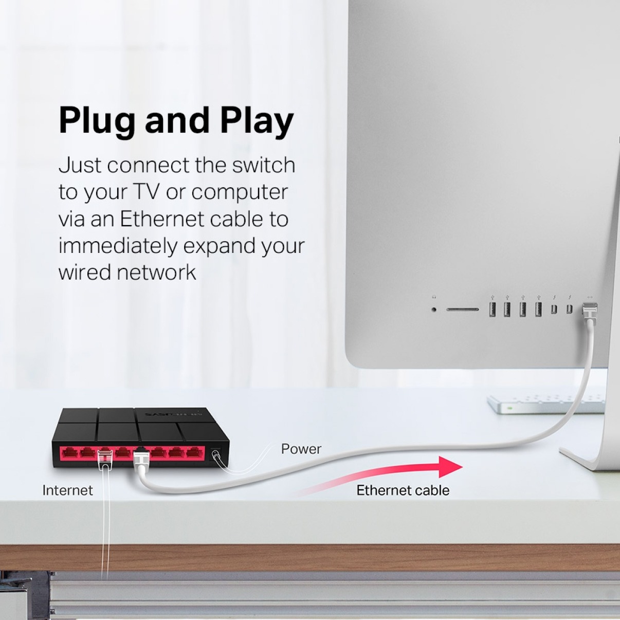MERCUSYS MS108GS-Switch 8 Port 10/100/1,000 Mbps Desktop Switch - Image 2